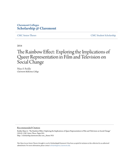 Exploring the Implications of Queer Representation in Film and Television on Social Change Maya S