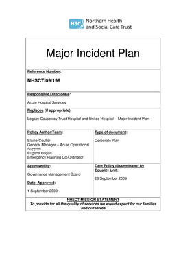 Major Incident Plan