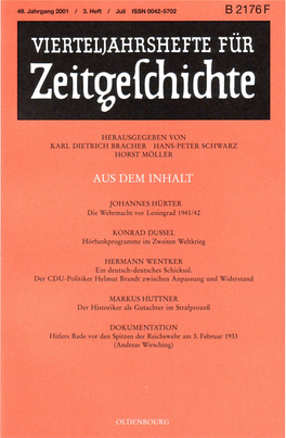 Vierteljahrshefte Für Zeitgeschichte Jahrgang 49(2001) Heft 3