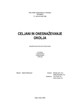 Celjani in Onesnaževanje Okolja