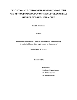 Depositional Environment, History, Diagenesis, and Petroleum Geology of the Cleveland Shale Member, Northeastern Ohio