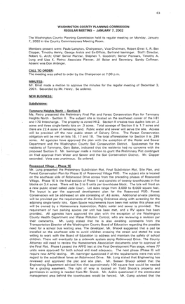 JANUARY 7, 2002 the Washington County Planning Commission Held