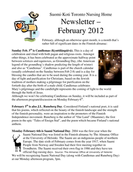 Newsletter – February 2012