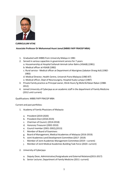 1 CURRICULUM VITAE Associate Professor Dr Mohammad Husni Jamal