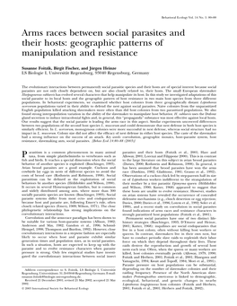 Arms Races Between Social Parasites and Their Hosts: Geographic Patterns of Manipulation and Resistance