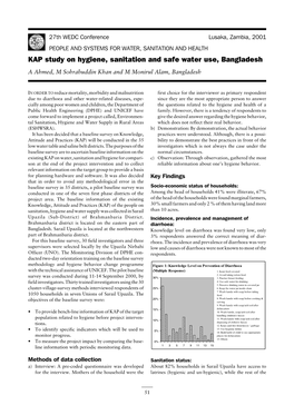 KAP Study on Hygiene, Sanitation and Safe Water Use, Bangladesh