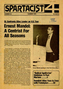 Ernest Mandel: a Gentrist for All Seasons