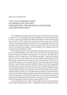 As a Turning Point in German Art History? Challenging the Paradigm of Rupture and Discontinuity