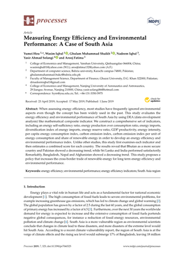 Measuring Energy Efficiency and Environmental Performance: a Case of South Asia