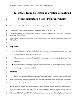 By Nanoindentation Load-Drop Experiments