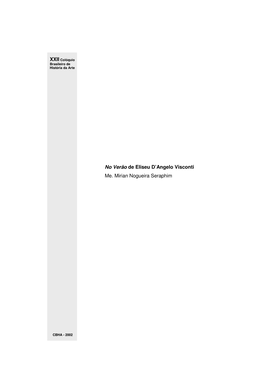 No Verão De Eliseu D'angelo Visconti