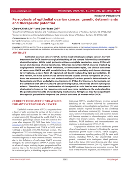 Ferroptosis of Epithelial Ovarian Cancer: Genetic Determinants and Therapeutic Potential