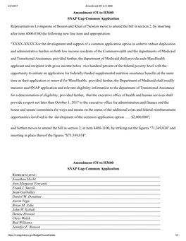 Amendment #31 to H3600 SNAP Gap Common Application