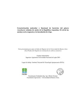 Caracterizacion Molecular Y Funcional De Bacterias Del Genero