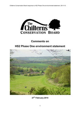 Comments on HS2 Phase One Environment Statement