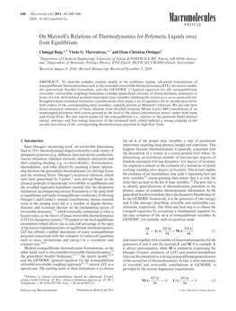 On Maxwell's Relations of Thermodynamics for Polymeric