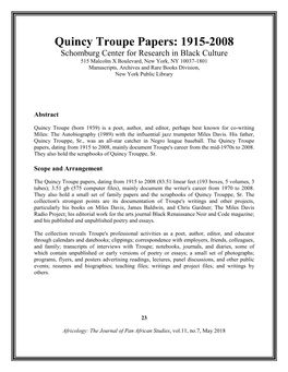 Quincy Troupe Papers