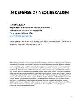 In Defense of Neoliberalism