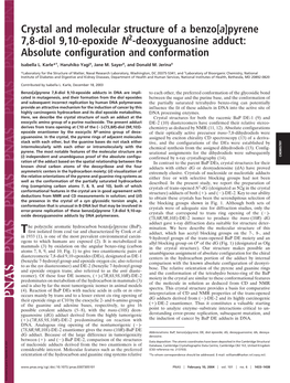 Crystal and Molecular Structure of a Benzo[A]Pyrene 7,8-Diol 9,10-Epoxide N2-Deoxyguanosine Adduct: Absolute Configuration and Conformation