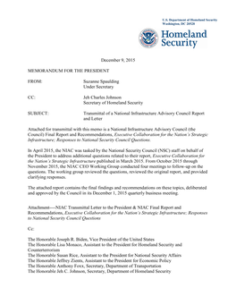 NIAC CEO Report Response to National Security Council Transmittal Letter