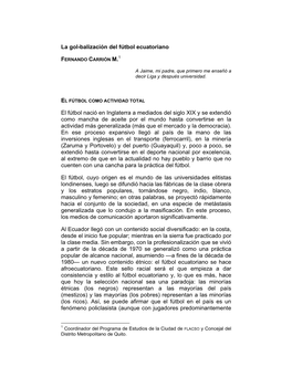 La Gol-Balización Del Futbol Ecuatoriano