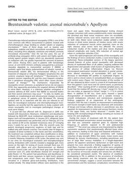 Brentuximab Vedotin: Axonal Microtubule&Rsquo;S Apollyon