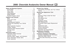 2008 Chevrolet Avalanche Owner Manual M