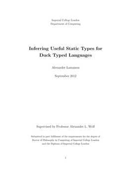 Inferring Useful Static Types for Duck Typed Languages