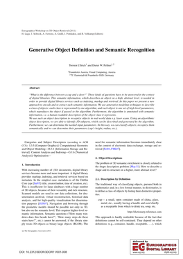 Generative Object Definition and Semantic Recognition