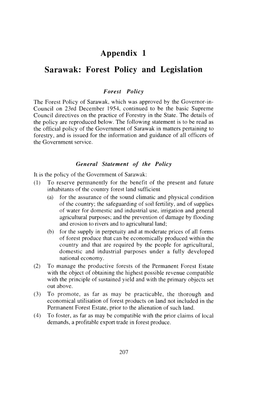 Appendix 1 Sarawak: Forest Policy and Legislation