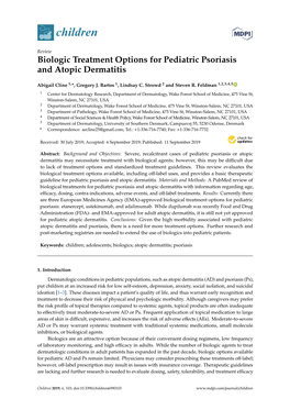 Biologic Treatment Options for Pediatric Psoriasis and Atopic Dermatitis