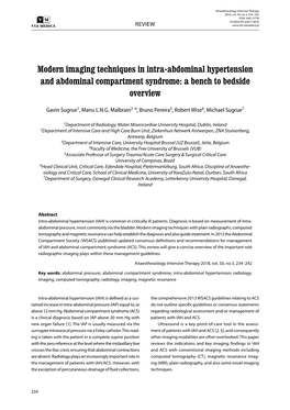 Modern Imaging Techniques in Intra-Abdominal Hypertension and Abdominal Compartment Syndrome: a Bench to Bedside Overview