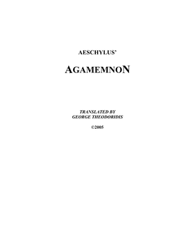 Aeschylus' Agamemnon