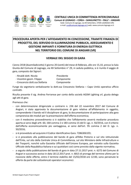 Procedura Aperta Per L'affidamento In