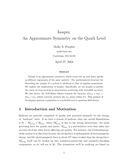 Isospin: an Approximate Symmetry on the Quark Level