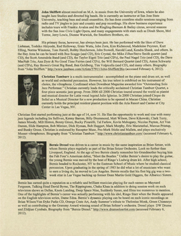 John Shifflett Almost Received an M.A. in Music from the University Oflowa, Where He Also Taught Jazz Studies and Directed Big Bands