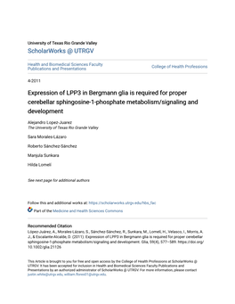 Expression of LPP3 in Bergmann Glia Is Required for Proper Cerebellar Sphingosine-1-Phosphate Metabolism/Signaling and Development