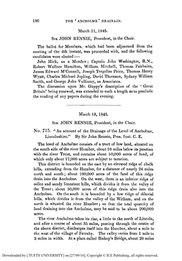 An Account of the Drainage of the Level of Ancholme, Lincolnshirc.” by Sir John Rennie, Pres