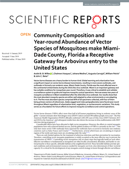 Community Composition and Year-Round Abundance of Vector