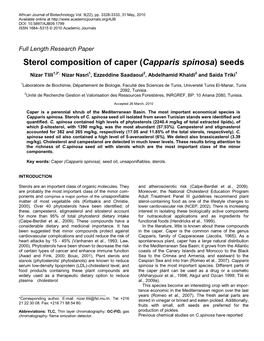 Quantification of Sterols from Seeds Of