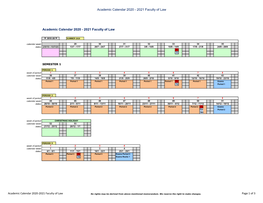 Academic Calendar 2020 - 2021 Faculty of Law