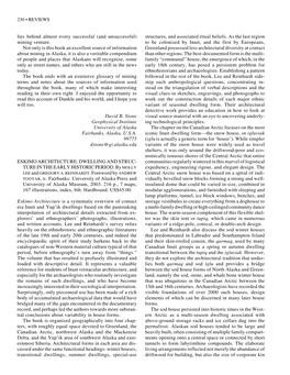 ESKIMO ARCHITECTURE: DWELLING and STRUC- Communities Regularly Wintered in This Marvel of Logistical TURE in the EARLY HISTORIC PERIOD