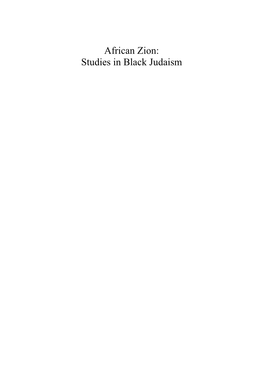 African Zion: Studies in Black Judaism