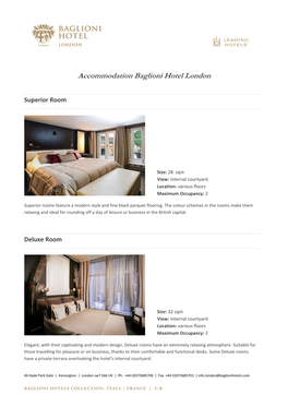 Accommodation Baglioni Hotel London