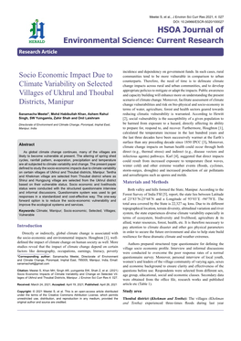 Socio Economic Impact Due to Climate Variability on Selected