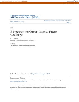 E-Procurement: Current Issues & Future Challenges Susan P