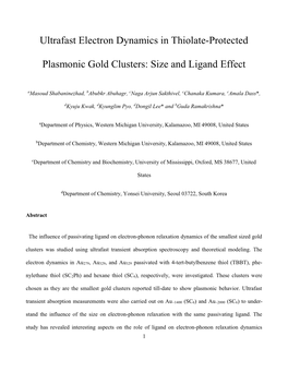 Ultrafast Electron Dynamics in Thiolate-Protected Plasmonic Gold