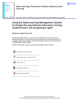 Using the Sakai Learning Management System to Change the Way Distance Education Nursing Students Learn: Are We Getting It Right?