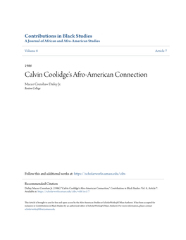 Calvin Coolidge's Afro-American Connection Maceo Crenshaw Dailey Jr