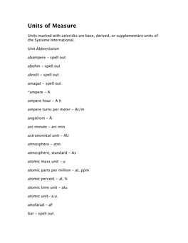 Units of Measure